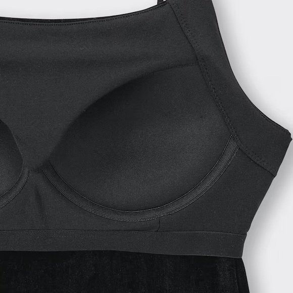 GU Bra-Feel Velour Cropped Camisole 09 Black Medium - Picture 2 of 2